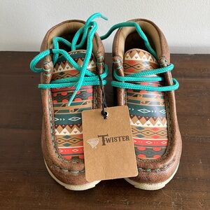 Twister Moccasins Brown and Blue Casual Comfort